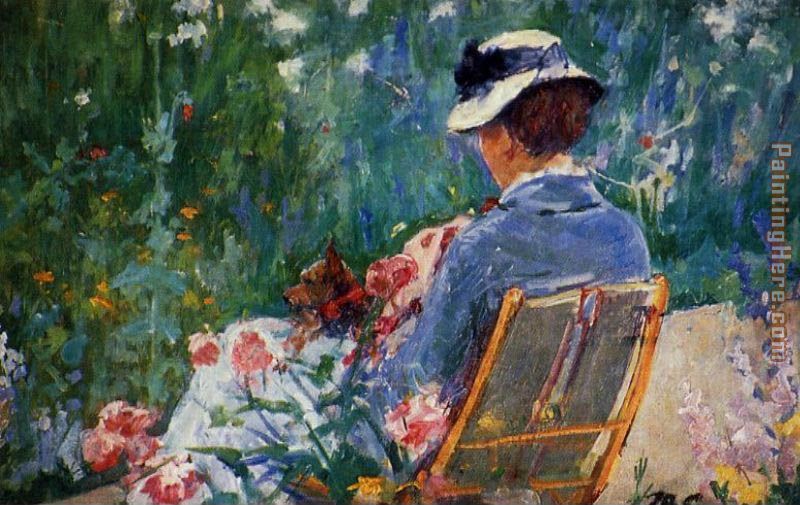 Mary Cassatt Lydia Seated In The Garden With A Dog In Her Lap